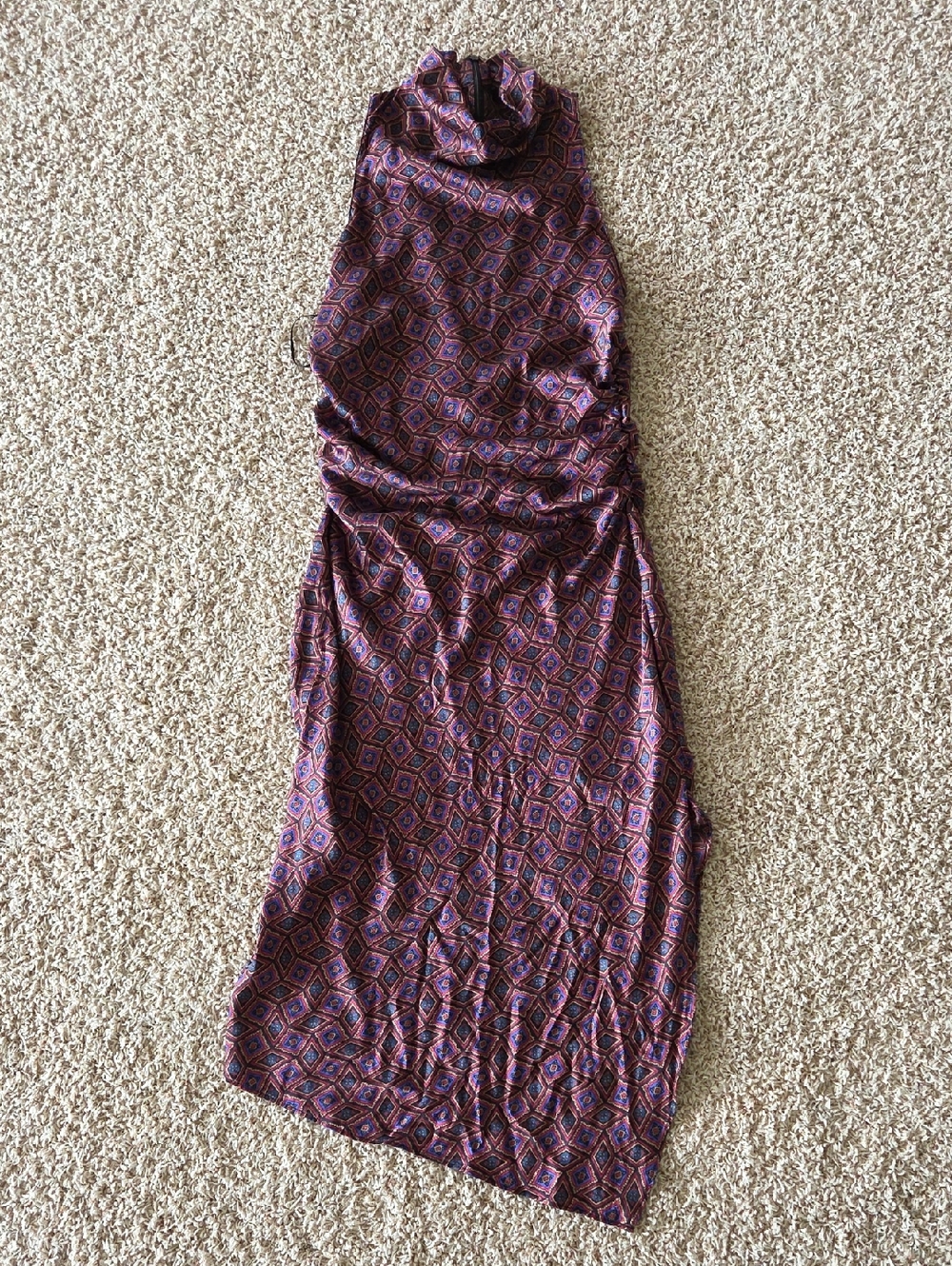 Banana Republic Purple and Blue Geometric Silk Dress